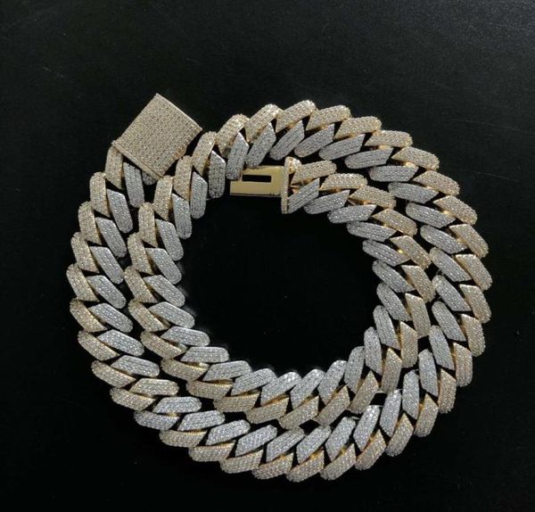 

19mm heavy cuban chains necklace prong setting necklace0129876604, Silver
