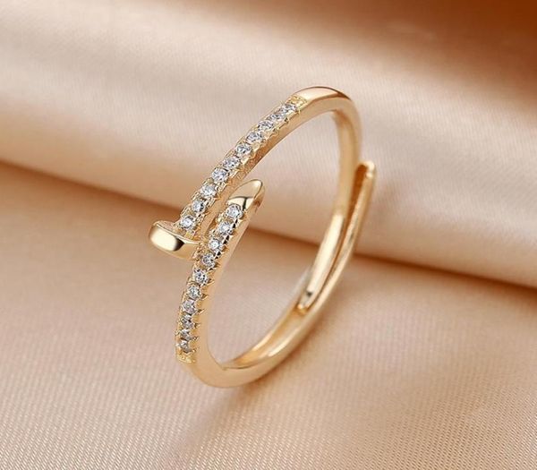

trendy simplicity nail zircon adjustable ring women elegant dance party jewelry temperament luxurious rings s3182940358, Silver