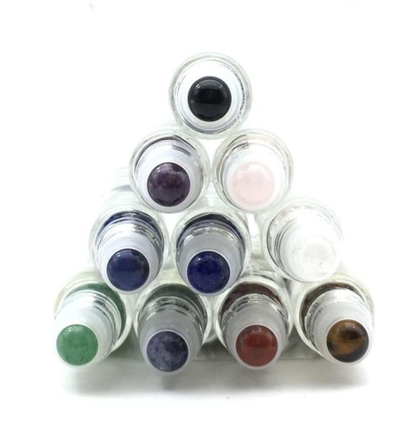 

20pcs natural gemstone roller ball fit 5ml 10ml thick glass perfume essential oil roll on bottles9468714