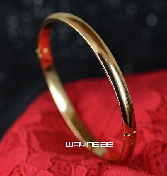 

18k yellow gold gf 60mm diameter can open smooth ladies bangle g1279605782, Black