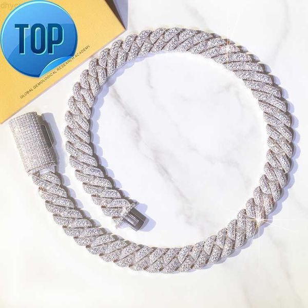 

pendant necklaces yu ying 925 solid silver cuban chain jewelry 2row 16mm with gra moissanite chain rapper hip hop necklace cuban link chain