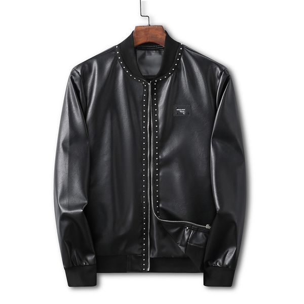 

men's leather fashion slim-fit leather leather v7, Black