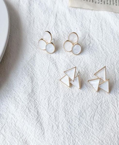 

fashion jewelry s925 silver needle geometric earrings round triangle stud earrings s8029511839, Golden;silver