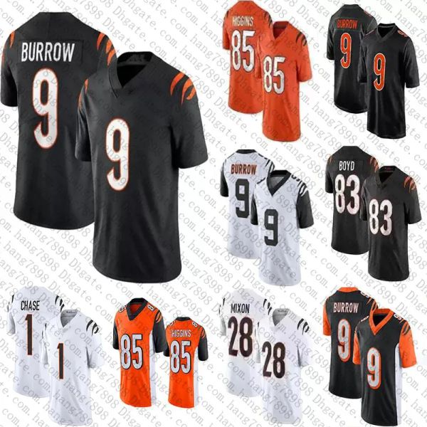 

9 joe burrow mixon jamarr chase custom football jerseys tee higgins evan mcpherson sam hubbard trey hendrickson jessie bates iii logan wilso, Black;red