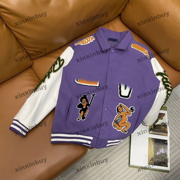 

xinxinbuy men designer coat jacket paris frog towel embroidery letter leather long sleeve women yellow black blue green m-2xl, Black;brown