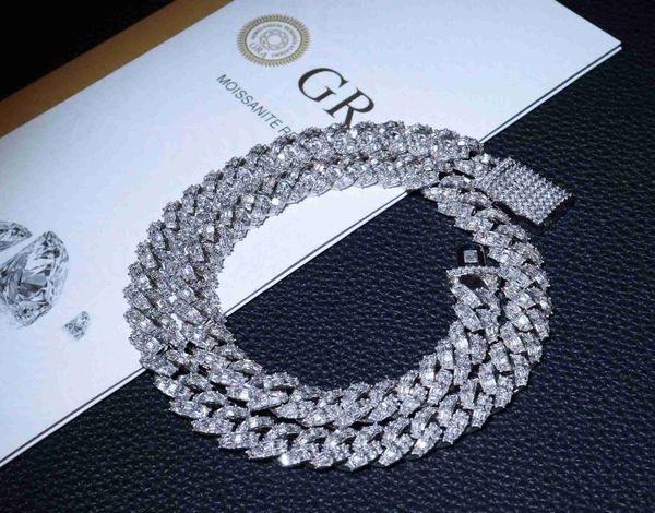 

custom fasion fine jewelry hip hop cuban link chains miami necklace iced out jewelry cz/s925 gifts for women men, Silver