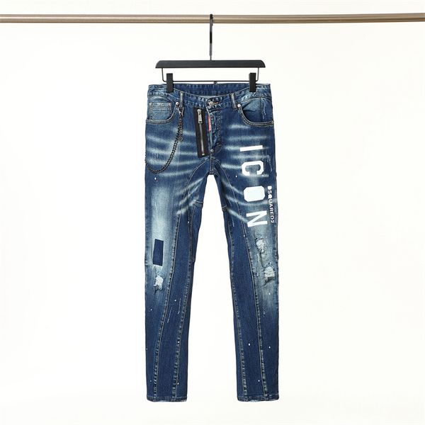 

men's long jeans stretch slim hip hop style jeans d11, Blue