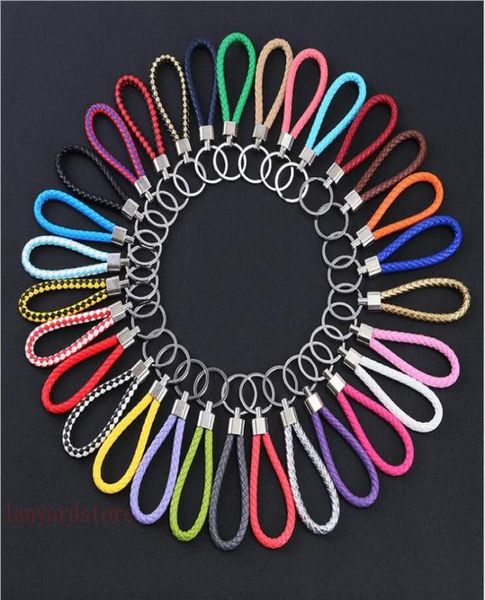 

50pcslot knitted leather cord keychain car key chain lady bag handheld key pendant mixed 28 colors lanyard shiping2586693, Black