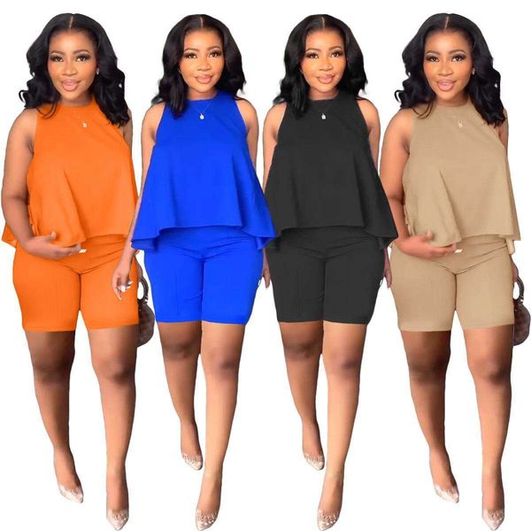 

l women pants s clothing spring and summer sleeveless loose shorts casual two piece suit, White