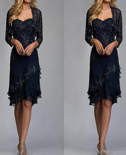 

dark navy mother of the bride dresses with jacket lace wedding guest dress knee length plus size mothers formal wear9981176, Black;red