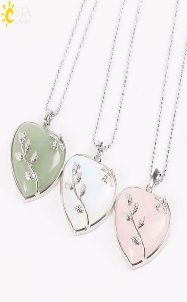 

csja bohemian style women jewellery love heart gem stone necklaces 5 colors natural stone charms pendant fashion collection jewelr1974274, Silver