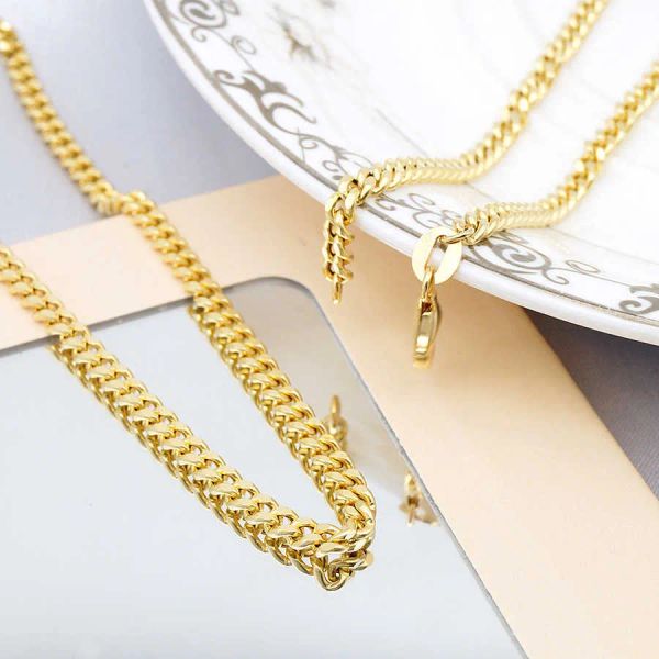 

18k gold side chain au750 18k pure gold universal cuban chain necklace for gift, Silver