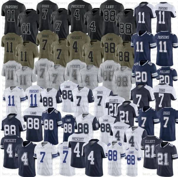 

4 dak prescott micah parsons cowboyes football jersey men women youth 88 ceedee lamb 7 trevon diggs tony pollard 21 ezekiel elliott, Black;red