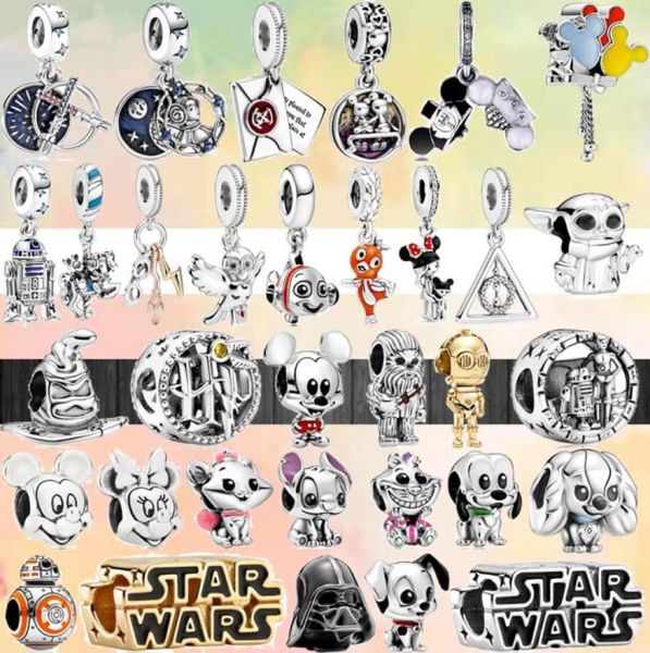 

925 silver fit charm 925 bracelet lovely dog cat elves bow rat classic beads fish bird fashion charms set pendant diy fine beads jewelry4395, Bronze;silver