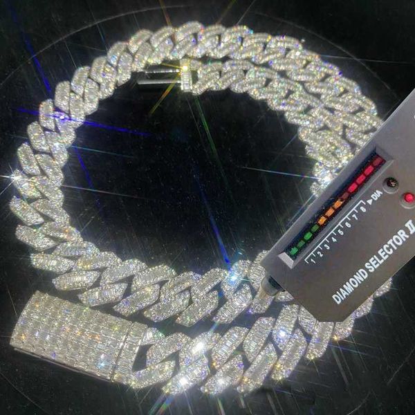 

horizon iced out pass diamond tester vvs moissanite jewelry necklace bracelet women 10mm cuban link chain, Silver