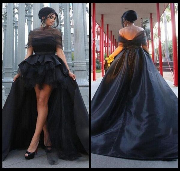 

black high low prom dresses for mother tulle elastic satin backless formal evening dresses party dresses3577268