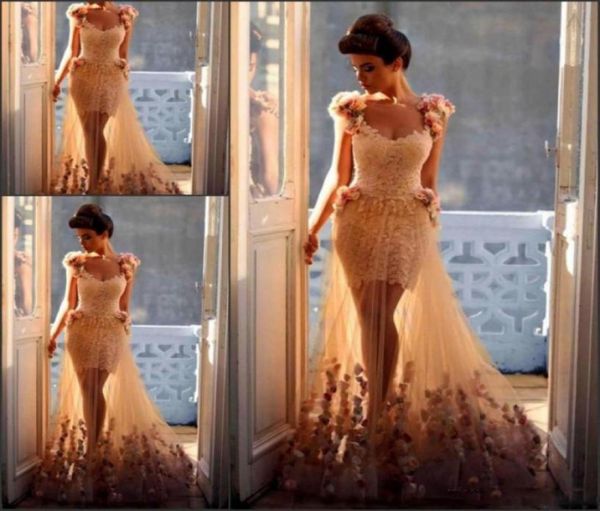 

charming 3d floral petal power prom dresses appliques v neck see through tulle skirt lace illusion bodice evening pageant dresses2314944, Black