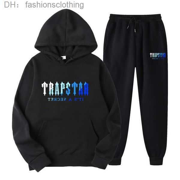 

2023 men's tracksuit jogger sportswear casual sweatershirts sweatpants streetwear pullover trapstar fleece sports suit men sets 2 tvll, Black