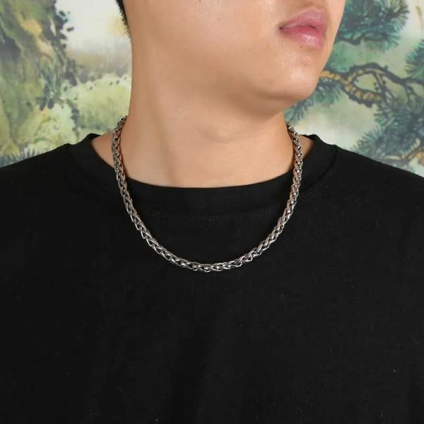 

firstmadam thai silver keel curb link chain miami cuban hiphop retro men necklace