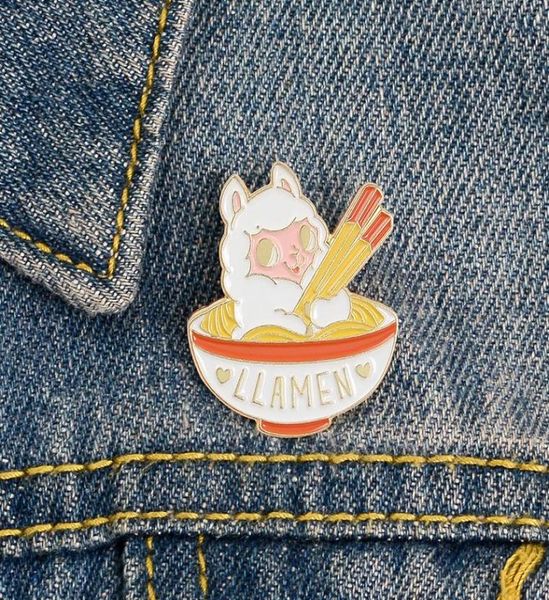 

lapel pin cartoon bowl little sheep noodles enamel brooch cartoon pin clothes badge jewelry gift for friends kids zdl12237500934, Gray