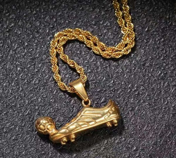 

gold silver football shoes pendant necklace for men luxury designer soccer player penants stainless steel hip hop link chain jewel2814887