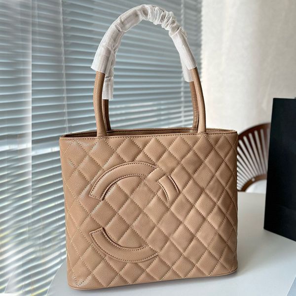 

caviar leather women designer jumbo tote bag with coin charm thread diamond lattice high-capacity zipper quilted shoulder handbag luxury pur