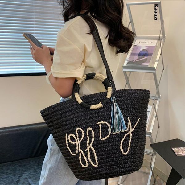 

evening bags designer large capacity handbags for women weave black straw shoulder bag bucket tote luxury casuals 2023 230721