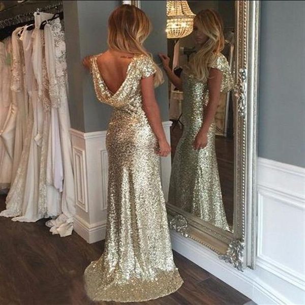 

new arriva gold sequined sheath cap sleeveless long bridesmaid dresses for wedding party in stcok prom dresses280k, Red;white
