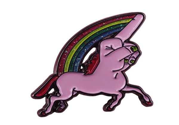 

rainbow unicorn brooch cute glitter pins cheeky middle finger badge lgbt variant pride jewelry funny pun art2528460, Gray