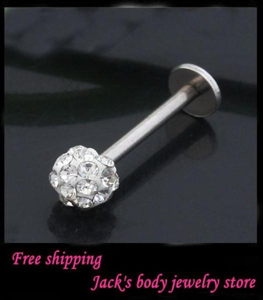 

fake lip rings l25 20pcs white cz gem crystal lip stud shamballa labret stud ring body piercing jewelry8327303, Black