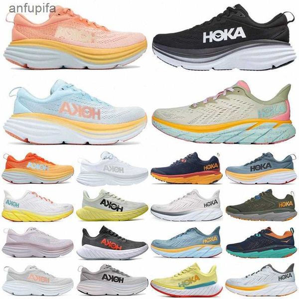 

hoka one clifton 8 9 hokas running shoes bondi 8 white black coastal sky vibrant orange shifting sand airy carbon x 2 sneakers womems3t#