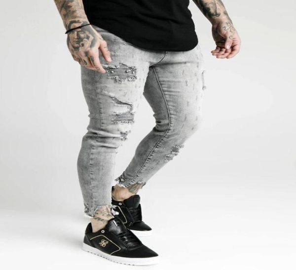 

men039s jeans siksilk cropped slim fit gray0123456787365713, Blue