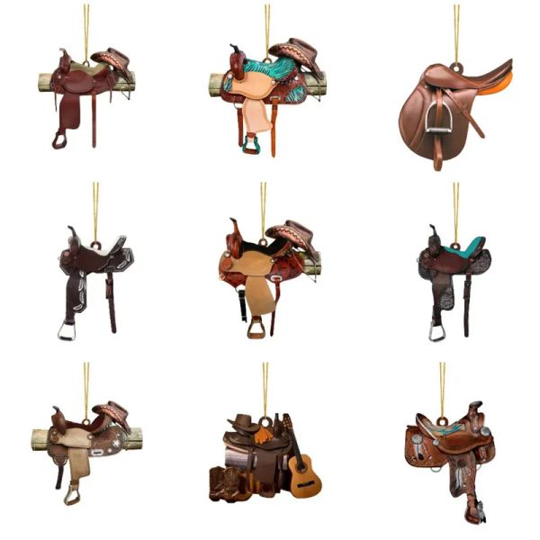 

fashion saddle design keychain jewelry acrylic keyring bag charm car mirrors pendant personalized key chain holderzz, Red;brown