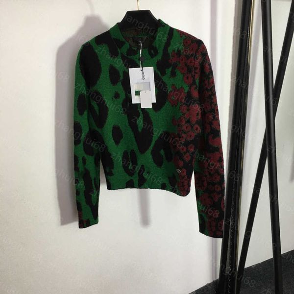 

23ss womens designer clothing women sweater leopard print print crew neck long sleeve pullover sweater cashmere wool blend sweater womens cl, White;black