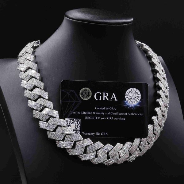 

pass diamond tester gra moissanite diamond 925 sterling silver custom cuban link chain for rapper hip hop necklace