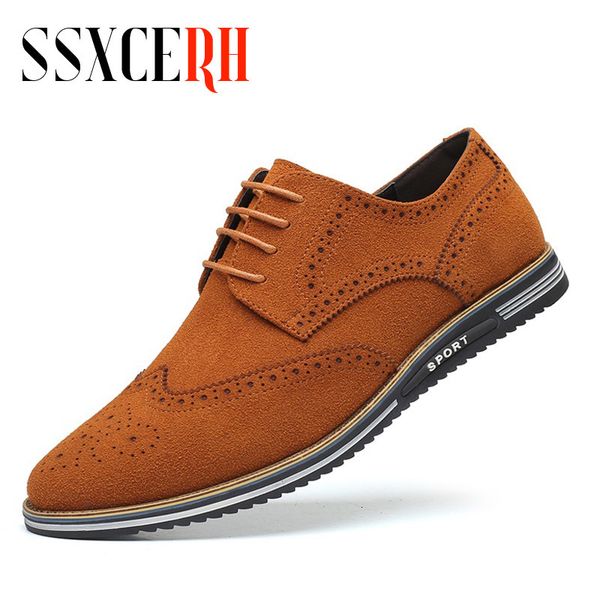 

boots classic brogues shoes for men frosted suede leather casual man footwear male sneakers undefined plus size 3844 230721, Black