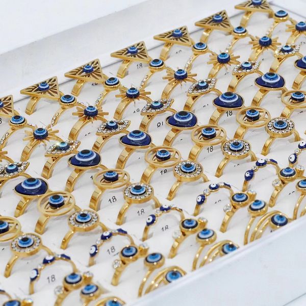 

wholesale 20/30pcs punk mix trendy gold plated stainless steel fashion ring cute women original finger charm jewelry party gift, Slivery;golden