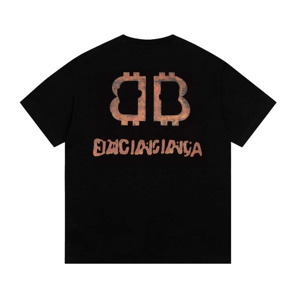 

verified and correct edition luxury fashion brand double b old graffiti t-shirt short sleeve printed men's and women's summer high, White