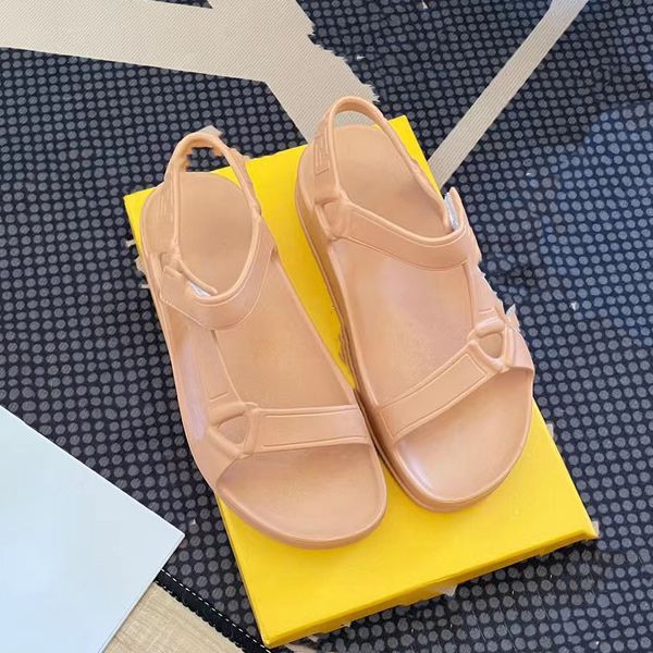 

designer sandal double strap sandal ff slipper luxury sandal decoration jacquard fabric light brown leather edge 35-46 yellow shoe 06, Black