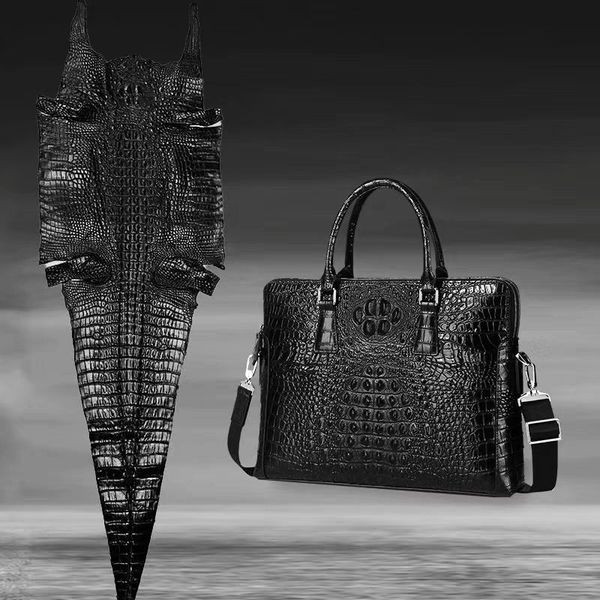 

school bags real alligator leather men's bag leather highend business computer men's tote briefcase 230721