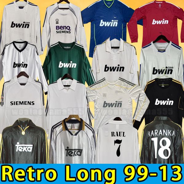 

long sleeve finals real madrids retro soccer jerseys football guti ramos seedorf carlos ronaldo zidane beckham raul vintage figo 01 02 05 06, Black;yellow