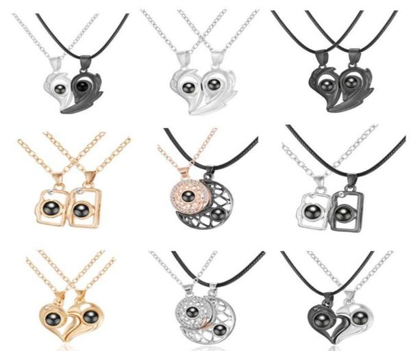 

pendant necklaces fashion valentines day gift magnetic couples matching heart necklace set9027546, Silver