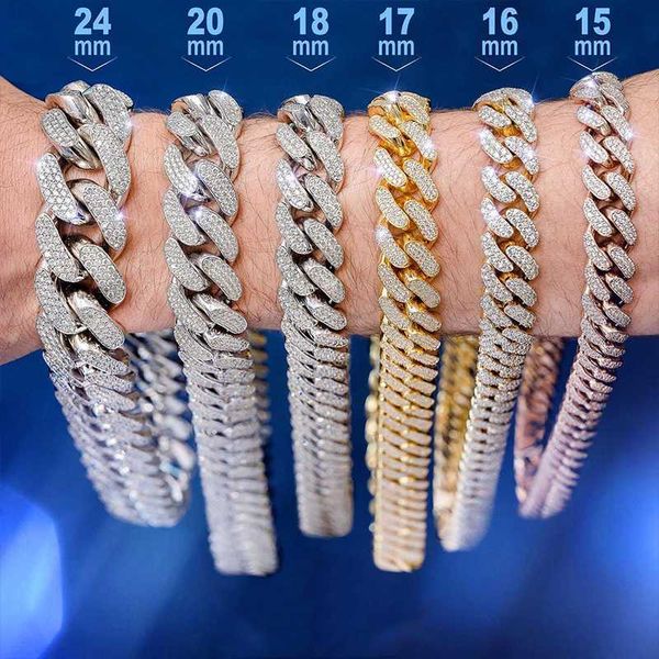 

factory wholesale 8mm 10mm 12mm 14mm 18mm 20mm moissanite cuban link chain vvs diamond miami 925 necklace men hip hop jewelry, Silver