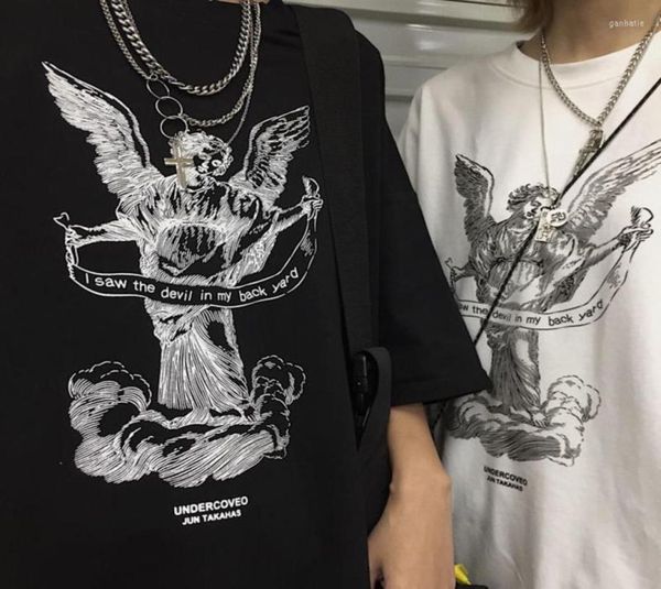 

men039s tshirts shirt for men angel printed goth tee graphic hip hop oversized gothic clothes fashion harajuku loose tshirtsm1062526, White;black