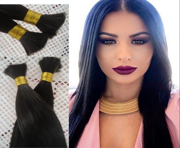 

straight hair bulk for 3 bundles malaysian human hair bulk for braiding no tanlge no shedding can be dyed fdshine3297186, Black