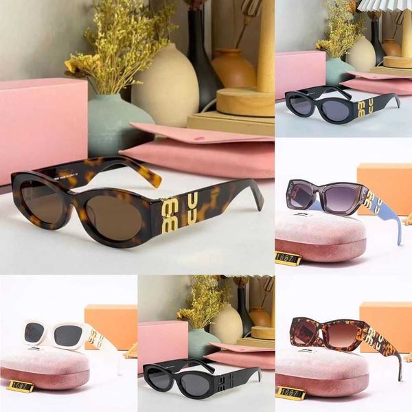 

miu luxury sunglasses oval lenses uv400 radiation resistant personalized retro women's small frame glasses plate advanced high beauty, White;black