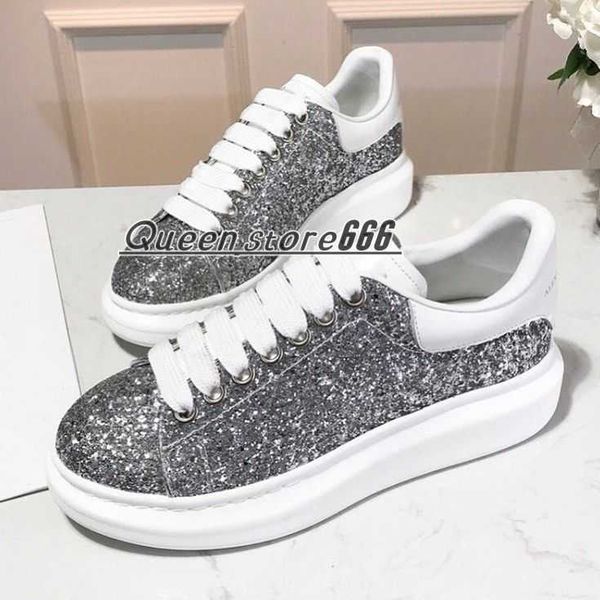 

women men casual shoes brand designer platform shoe leather sports sneakers luxury espadrilles high-quality diamond silver sequins trainers, Black