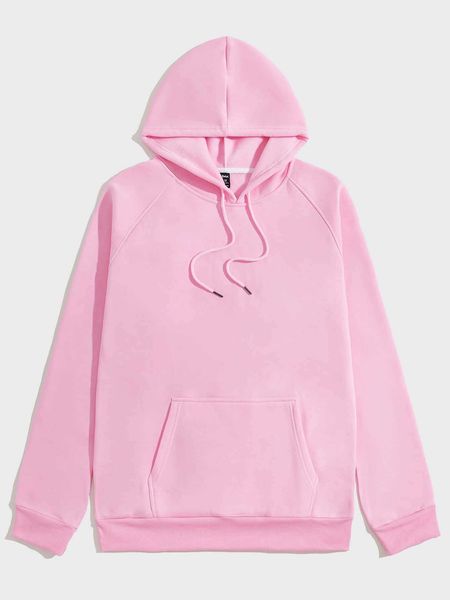 

men 's fashion romwe guys kangaroo pocket drawstring hoodie, White;black