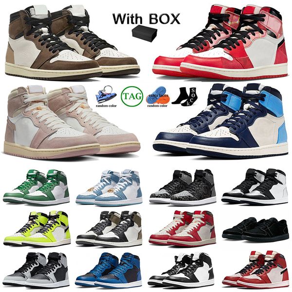 

mens 1 high og 1s basketball shoes jumpman lost and found skyline sneakers university blue spider-verse patent bred gorge green dark mocha s