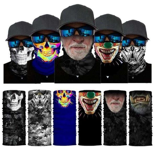 

tactical skull magic scarves bicycle ski half face mask ghost scarf headscarf multi use warmer snowboard cap cycling masks halloween gift co, Blue;black